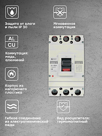 Выключатель автоматический 250А 3П трехполюсный ВА-99М 400/250А 3P 42кА IP30 mccb99-400-250m EKF