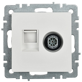 Розетка ТВ+комп. TV+RJ45 кат.5E белый мех-м BRITE РТВ/РК12-БрБ BR-AK20-1-K01 IEK