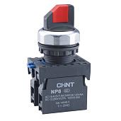 Переключатель без подсветки NP8-11X/214, 2 положения с фиксацией, красный 1НО+1НЗ IP65 667133 CHINT