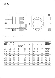 Сальник PG16 диаметр проводника 9-13 мм IP68 (IP54) (YSA20-14-16-54-K41) IEK
