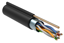 Витая пара экранированная F/UTP кат.5e 4x2x0,51 (24 AWG) LDPE Черная одножильная внешняя (трос) LC3-C5E04-359 ITK