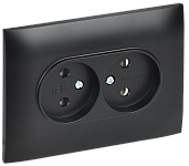 Изображение товара Розетка 2-местная без заземления без защитных шторок 10А в сборе SK-R10Bl черный SKANDY SK-R20-10-K02-F IEK