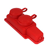 Колодка каучуковая с/з 2 гнезда с крышкой, красная,16А, IP44, 2Р+Е  3680Вт, 27465 0 Duwi