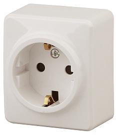 Розетка открытой установки 1 пост 2P+E Schuko с зазем. без шторок 16А IP20 слоновая кость Эра Эксперт  ( 11-2203-02 ) Б0020686 ЭРА