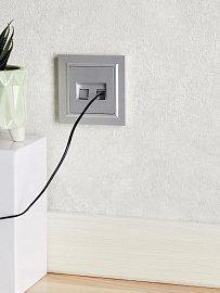 Розетка  двойная RJ11+RJ45 кат.5E РК/Т12-БрА алюминий BRITE  BR-KT20-O-1-K47 IEK