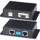 Удлинитель VGA, передача сигналов VGA/клавиатура/"мышь" на расстояние до 100м по 2-м кабелям CAT5e VKM02 SC&T