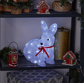 Фигура Зайчик  27*15*32см 40Led холодный белый свет прозрачный провод IP20 ULD-M2732 11032 Uniel