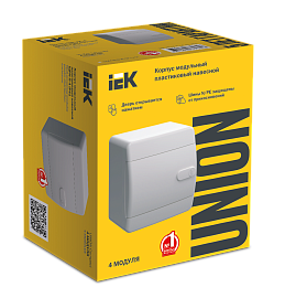 Бокс пластиковый ЩРН-П- 4 IP41 навесной UNION Compact бел. дв. 150х124х103 UIC-KP13-N-04-41-K01 /уп.1шт/ IEK