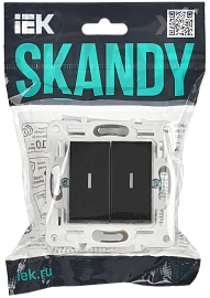 Выключатель 2-клавишный проходной с индикацией 10А SK-V10Bl черный SKANDY SK-V22-1-10-K02 IEK
