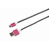 USB кабель microUSB, шнур в тканевой оплетке, черный (усиленный) REXANT
