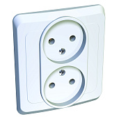 Изображение товара Розетка двойная ЭТЮД скрытой установки без заземления белый PC16-005B Systeme Electric