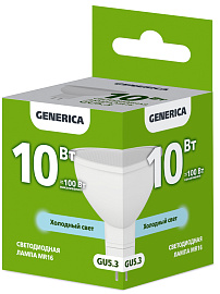 Лампа светодиодная MR16 софит 10Вт 230В 6500К GU5.3 GENERICA