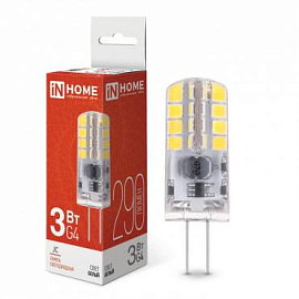 Лампа светодиодная LED-JC 3Вт 12В G4 4000К 290Лм 4690612036021 IN HOME