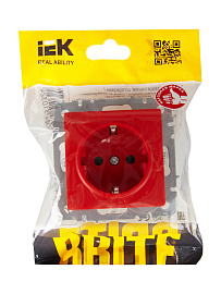 Розетка 16А BRITE с заземлением со шторками РС14-1-0-БрК красный BR-R14-16-K04 IEK