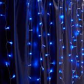 Гирлянда Занавес 2х2м 240Led синий свет прозрачный провод 3м IP44 CL20 32335 Feron
