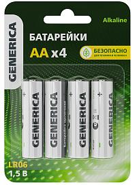 Батарейка (элемент питания) щелочная Alkaline LR06/АА (4шт/блистер)  ABT-LR06-ST-L04-G GENERICA