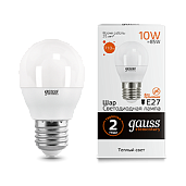 Лампа светодиодная 10 Вт E27 G45 3000K 710Лм LED Шарообразная Elementary 53210 GAUSS