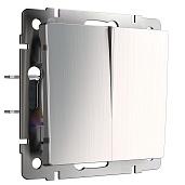 Выключатель двухклавишный глянцевый никель IP20 W1120002 Werkel