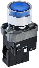 Кнопка LA167-BW3671 d=22мм RC 1з с подсветкой синяя BBT20-BW3671-1-12-67-K07 IEK