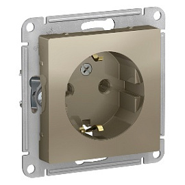 Розетка Atlasdesign скрытой установки с заземлением 16А механизм шампань ATN000543 Schneider Electric