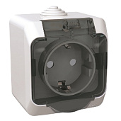 Изображение товара Розетка с заземлением со шторками ЭТЮД открытой установки IP44 PA16-044B Schneider Electric