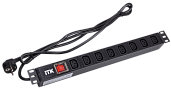 ITK PDU 8 розеток C13 с LED выключателем, 1U, шнур 2м вилка немецкий стандарт PH12-8C131 IEK