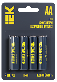 Аккумулятор GREEN Ni-MH АА 2700мАч (4шт/блистер)  ААK-NIMH-06-2700-L04 IEK