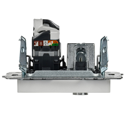 Изображение товара Розетка ТВ+комп. TV+RJ45 кат.5E белый мех-м BRITE РТВ/РК12-БрБ BR-AK20-1-K01 IEK