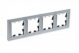 Рамка для розеток и выключателей 4 поста Atlasdesign Nature стекло алюминий ATN320304 Systeme Electric