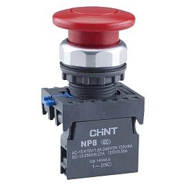 Кнопка Грибок 40мм с самовозвратом NP8-11M/14 красный 1НО+1НЗ IP65 667265 CHINT