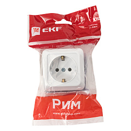 Розетка одноместная Рим 16А с заземлением белый ENR16-028-10 EKF Proxima