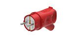 Вилка 2К+З угловая каучуковая 16А/250В IP44 Красная MultiSet MST1402RD Systeme Electric