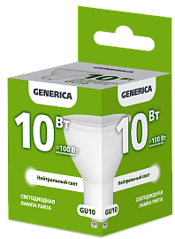 Лампа светодиодная PAR16 софит 10Вт 230В 4000К GU10 GENERICA