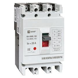 Выключатель автоматический100/20А 3П трехполюсный 18кА ВА-99МL EKF Basic