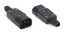 Вилка С14 разборная, IEC-320-C14 10А, 250 V, черная 9647c Cabeus