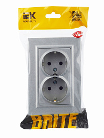 Розетка  2-я с з/к/ш 16А в сб. РСш12-3-БрА алюминий BRITE  BR-R24-16-K47-F IEK