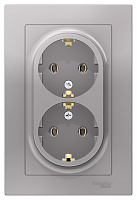 Изображение товара Двойная розетка Atlasdesign системы Electric скрытая установка алюминий 16А