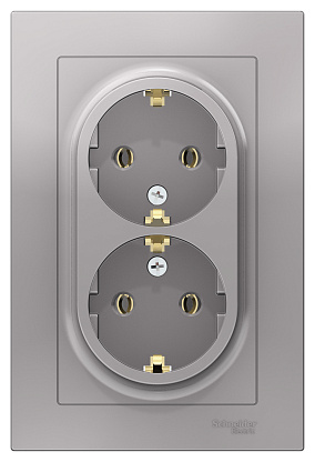 Изображение товара Двойная розетка Atlasdesign системы Electric скрытая установка алюминий 16А