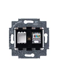 Розетка RJ45 компьютерная кат. 5e и заглушка LEVIT скрытой установки механизм с накладкой белый 2CHH295117A6003 ABB