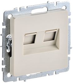 Розетка  двойная RJ11+RJ45 кат.5E РК/Т12-БрКр бежевый  BRITE  BR-KT20-O-1-K10 IEK
