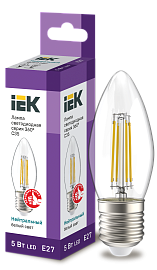 Лампа светодиодная 5 Вт LED C35 свеча прозрачная 230В 4000К E27 серия 360° LLF-C35-5-230-40-E27-CL IEK