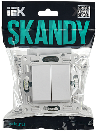 Выключатель 2-клавишный 10А SK-V04W арктический белый SKANDY SK-V20-0-10-K01 IEK