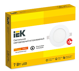 Светильник светодиодный встраиваемый ДВО LED 7Вт 1601 3000К IP20 белый круг LDVO0-1601-1-7-K01 IEK