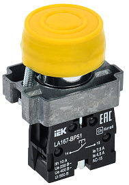 Кнопка LA167-BP51 d=22мм 1з желтая BBT20-BP51-1-22-67-K05 IEK