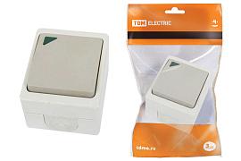 Переключатель на 2 направления 1-кл. с подсветкой открытой установки IP54 10А "Вуокса" SQ1803-0005 TDM
