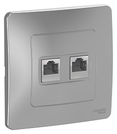 Розетка  RJ45+RJ45 компьютерная BLANCA скрытой установки кат.5e в сборе  алюминий BLNIS045453 Schneider Electric
