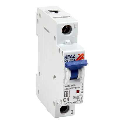 Изображение товара Выключатель автоматический 20А 1П однополюсный характеристика C 6kA BM63 OptiDin 260505 КЭАЗ