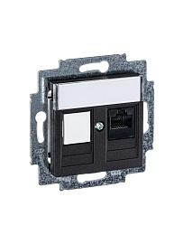 Розетка RJ45 компьютерная кат. 5e и заглушка LEVIT скрытой установки механизм с накладкой антрацит 2CHH295117A6063 ABB