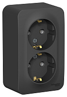 Изображение товара Двойная розетка открытая система Electric Blanca антрацит IP20 16А 250В