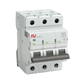 Выключатель автоматический 6А 3П трехполюсный C 6kA AV-6 AVERES mcb6-3-06C-av EKF